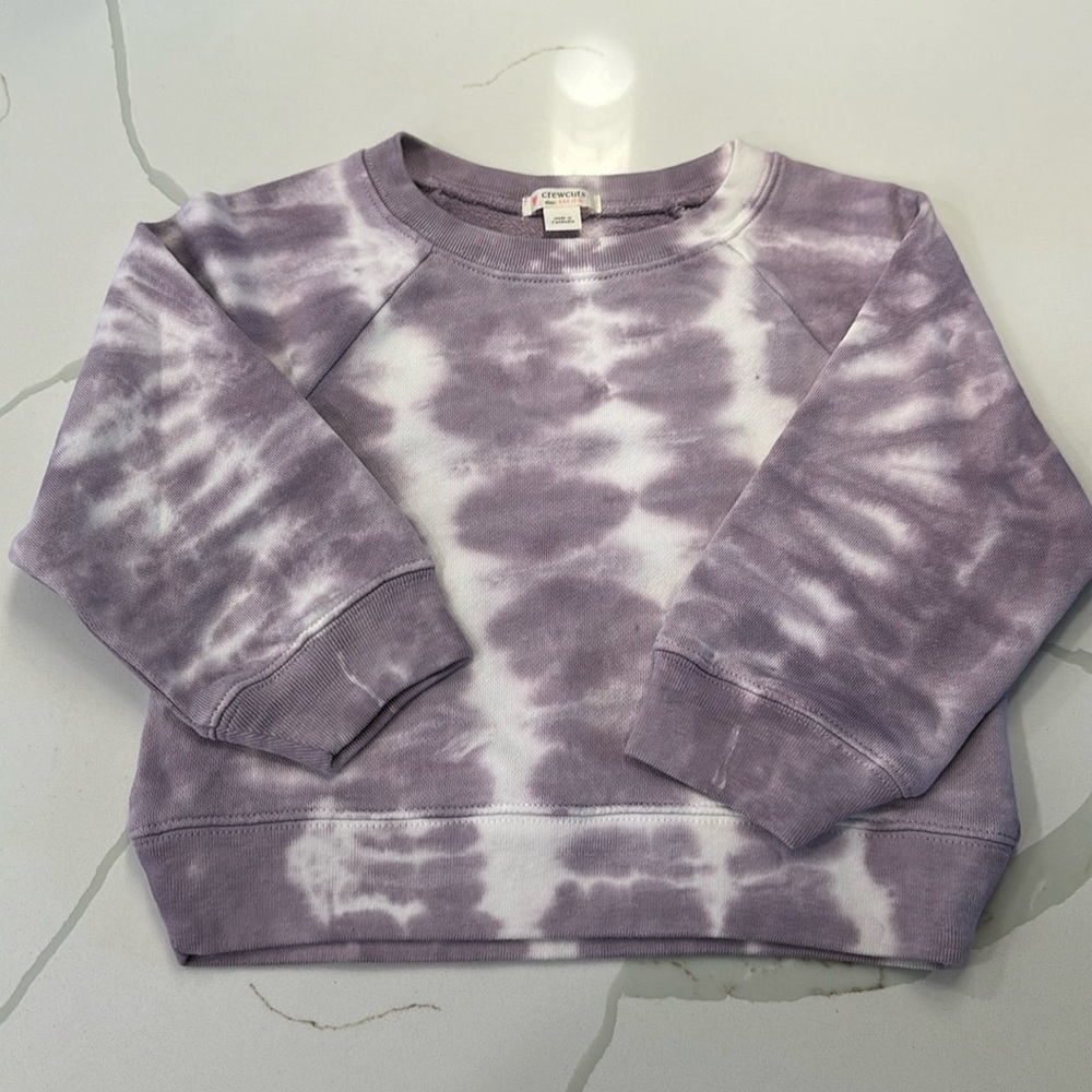 NWOT J crew crewcuts crewneck sweatshirt purple white tie dye size XXS 2-3 💜🤍
